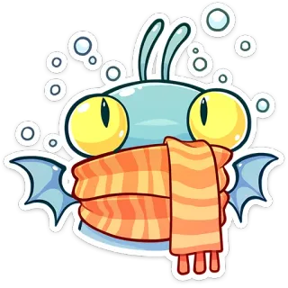 🥶 Мультфильм, Монстр, Шарф, Милый, Зима, Водный telegram sticker