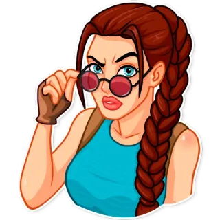 😒 Lara Croft Tomb Raider lara croft, tomb raider, abenteuer, brille, cartoon, weiblich, charakter telegram sticker