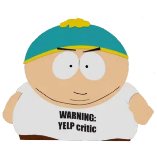 ☢ Eric Cartman South Park WARNING: YELP critic cartoon, yelp, critic, warning, eric cartman telegram sticker