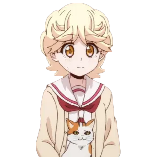 😶 Anime, Chica, Gato, Uniforme escolar, Dibujo animado telegram sticker