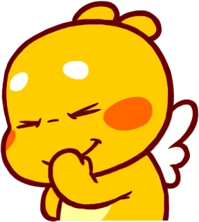 😀 การ์ตูน, ตัวละคร, น่ารัก, ปีก, อิโมจิ, สีเหลือง telegram sticker