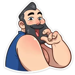 🤔 мужчина, борода, мультфильм, персонаж, дружелюбный telegram sticker