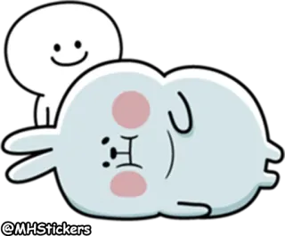 😞 @MHStickers rabbit, cute, animal, sticker, cartoon, character, laying down telegram sticker