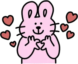 💬 토끼, 사랑, 하트, 귀여운, 동물, 만화 whatsapp sticker