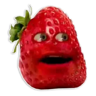 😣 frutta, fragola, arancia fastidiosa, faccia, occhi telegram sticker