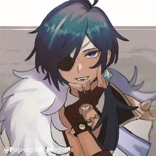 🔲 Kaeya Genshin Impact @Fushigiuro_Megumi アニメ, 原神, ガイア, ファンアート, キャラクター telegram sticker