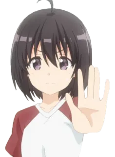 🖖 动漫, 角色, 停止, 手势, 女孩, 警告 telegram sticker
