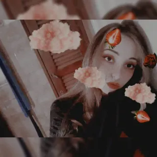 🍓 mujer, selfie, persona, retrato, fresa, flores, cara whatsapp sticker