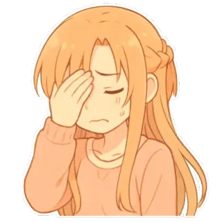 😔 Аниме, Девушка, Фейспалм, Смущен, Мультфильм, Стикер whatsapp sticker