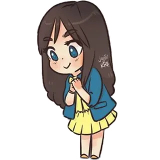😍 Чиби, В стиле аниме, Мультфильм, Девочка, Милый/ая telegram sticker
