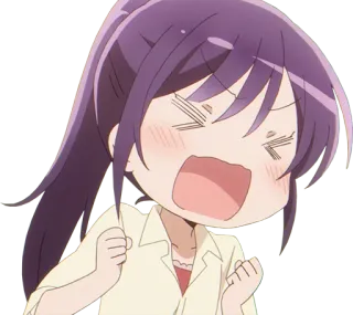 😆 Anime, Chibi, Cartoni animati, Espressione, Eccitato/a, Donna, Ragazza telegram sticker