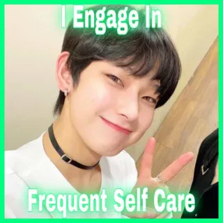 💆 I Engage In Frequent Self Care soin de soi, positif, bien-être, personne, sourire, joyeux telegram sticker