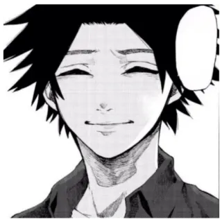 🗯 Anime, Manga, Charakter, lächelnd, Porträt, Schwarzweiß whatsapp sticker