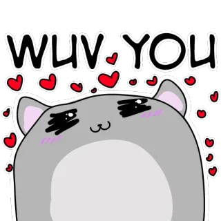 ❤ WLV YOU cute, animal, love, affectionate, hearts, pet, cat, hamster telegram sticker