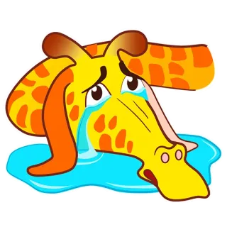 😭 ยีราฟ, ร้องไห้, เศร้า, สัตว์, น้ำตา, การ์ตูน, ภาพประกอบ telegram sticker