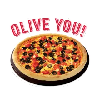 ❤ OLIVE YOU! pizza, aceitunas, comida, te quiero oliva, divertido telegram sticker