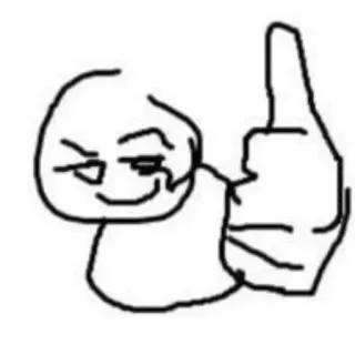 😏 ngón giữa, xúc phạm, hoạt hình, cử chỉ, phác thảo telegram sticker