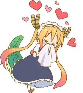 ❤ Tohru Miss Kobayashi's Dragon Maid anime, dragon, maid, kawaii, cute, hearts telegram sticker