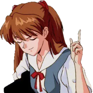 🔷 Asuka Langley Soryu Neon Genesis Evangelion Anime, Ragazza, Personaggio, Serio, Pensieroso telegram sticker