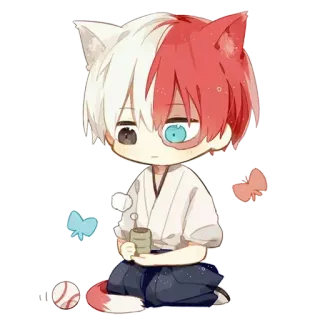 🍵 Todoroki My Hero Academia Anime, Manga, Todoroki, My Hero Academia, Fanart, Telinga kucing whatsapp sticker