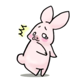 😰 кролик, свинья, грустный, милый, животное, стикер, мультик telegram sticker