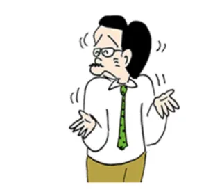 😕 Cartoon, Mann, Achselzucken, Verwirrung, Zweifel, Ausdruck telegram sticker