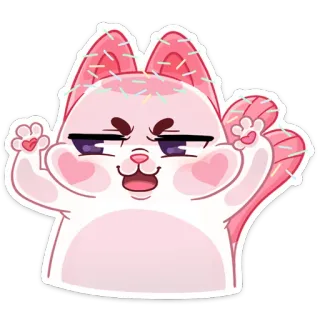 😱 고양이, 새끼 고양이, 귀여운, 스티커, 분홍색, 만화 telegram sticker