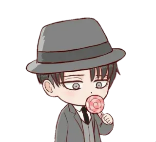 🍬 Levi Ackerman Attack on Titan anime, chibi, attack on titan, levi, levi ackerman, lollipop telegram sticker