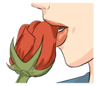 🌹 嘴唇, 玫瑰, 花, 亲吻, 浪漫 whatsapp sticker