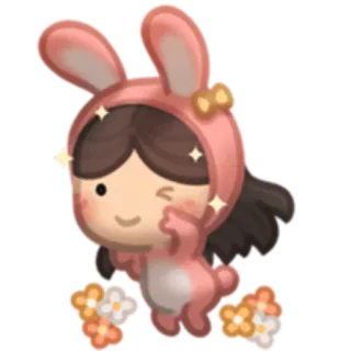 🐰 konijn, kostuum, schattig, dier, meisje, cartoon telegram sticker