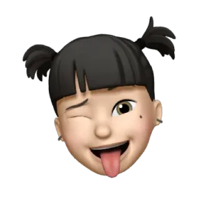 😜 Эмодзи, Memoji, Лицо, Подмигивание, Язык, Милый, Мультфильм, Девушка telegram sticker