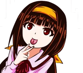 😋 อนิเมะสาว, แลบลิ้น, สัญลักษณ์สันติภาพ, การ์ตูน, ร่าเริง, ภาพเคลื่อนไหว telegram sticker