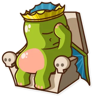 😐 monstro, rei, coroa, preguiça, trono, desenho animado telegram sticker