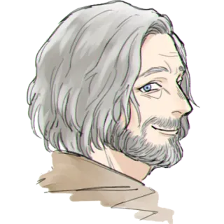 😊 man, portrait, gray hair, beard, illustration telegram sticker