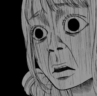 ➰ Manga, Anime, Verängstigt, Schockiert, Schwarzweiß telegram sticker