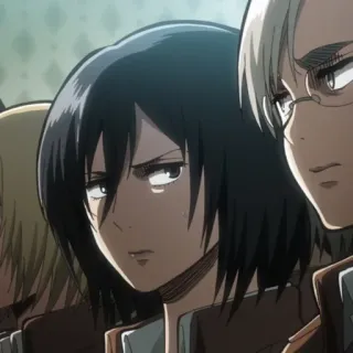 🗡 Mikasa Ackerman Attack on Titan Mikasa Ackerman, anime, character, serious, attack on titan telegram sticker