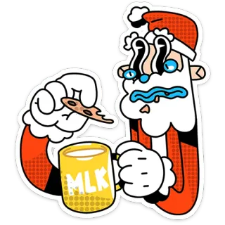 🎅 MLK ซานตาคลอส, คริสต์มาส, นม, คุกกี้, วันหยุด, การ์ตูน telegram sticker