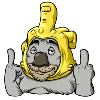 🖕 การ์ตูน, หมา, นิ้วกลาง, หยาบคาย, ท่าทาง telegram sticker