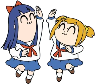 🙏 Pop Team Epic anime, cartoon, high five, friendship, meme, popuko, pipimi telegram sticker