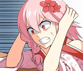 😱 Anime, Manga, Fleur de cerisier, En colère, Inquiet, Fille anime whatsapp sticker