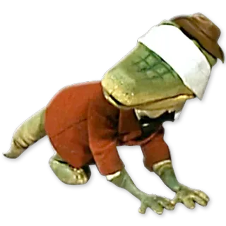 🐊 สัตว์, กิ้งก่า, การ์ตูน, ปิดตา, ชุดสูท telegram sticker