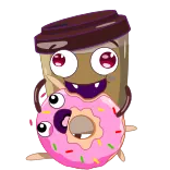 🍩 caffè, donut, cibo, carino, kawaii, cartone animato, adesivo telegram sticker