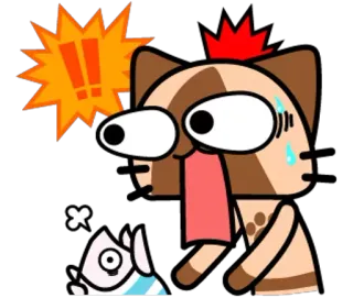 🙀 고양이, 만화, 놀란, 충격받은, 물고기 telegram sticker