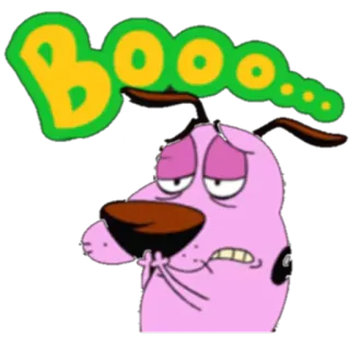 😏 Courage Courage the Cowardly Dog Boooo Courage, Courage le chien froussard, dessin animé, chien, peur, bouh, autocollant telegram sticker