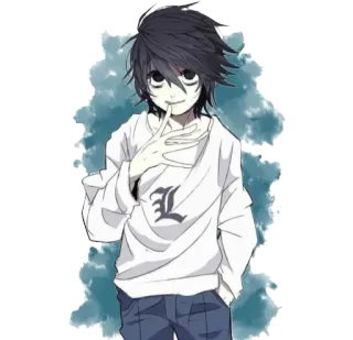 😊 L Death Note Anime, L, Death Note, Investigatore, Manga, Personaggio telegram sticker