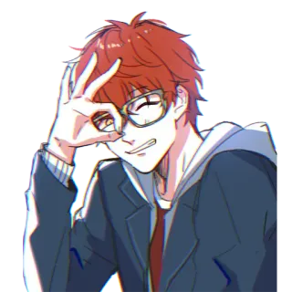 👌 anime, glasses, man, cartoon, character, person telegram sticker