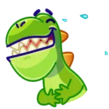 😂 恐竜, 可愛い, 爬虫類, アニメ, 緑, 動物, 幸せ telegram sticker