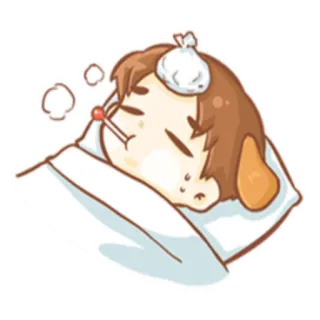 🤒 doente, mal, constipado, febre, termômetro, dor de cabeça, desenho animado telegram sticker