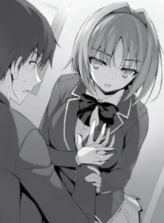 🤔 Anime, Schooluniform, Man, Vrouw, Grijpen, Kunstwerk, Manga telegram sticker
