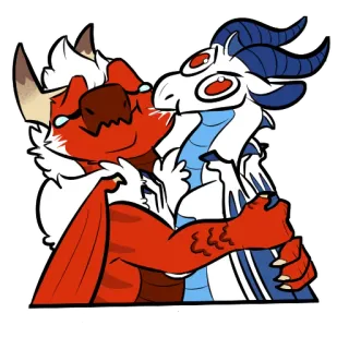 ❤️ มังกร, แฟนตาซี, สัตว์, สัตว์ประหลาด, การ์ตูน, จูบ, น่ารัก, รัก telegram sticker